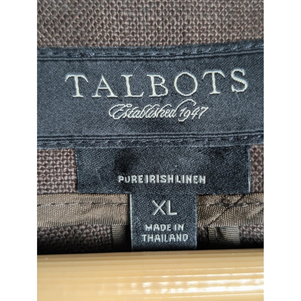 Talbots Coat Womens XL Brown Linen Overcoat Collarless Pockets Unlined - Picture 3 of 9